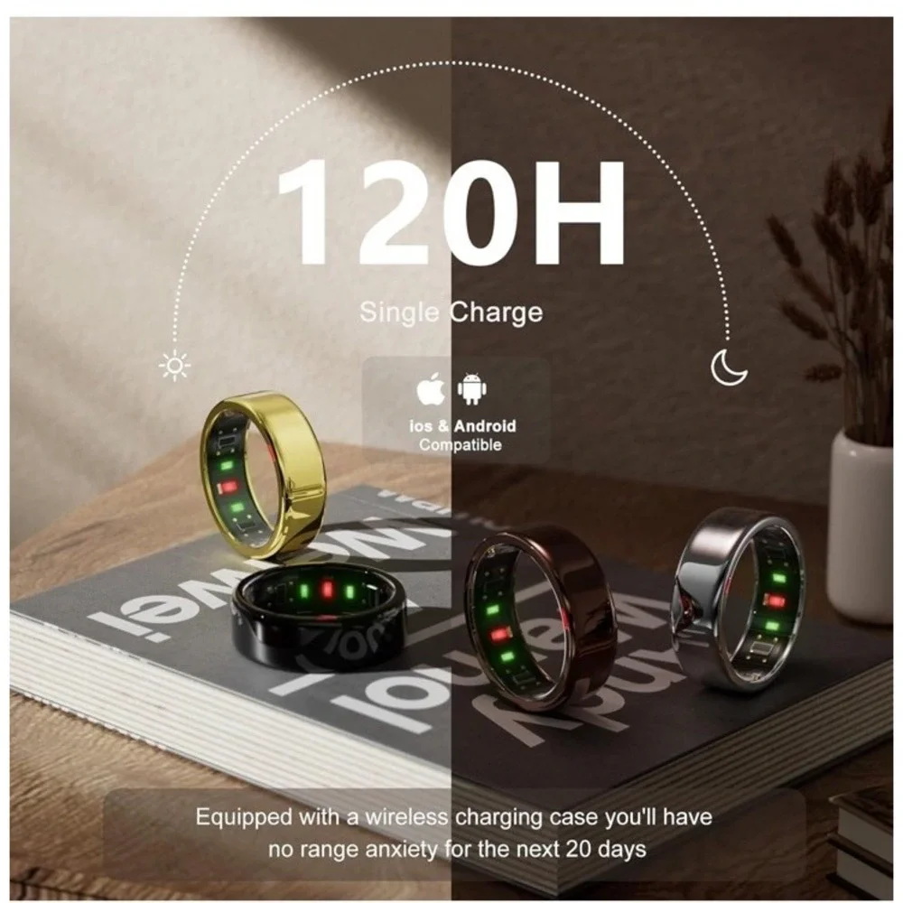 Smart Ring for Women Men- Sleep/Fitness/Stress/Heart Rate Tracker- Menstrual Rec